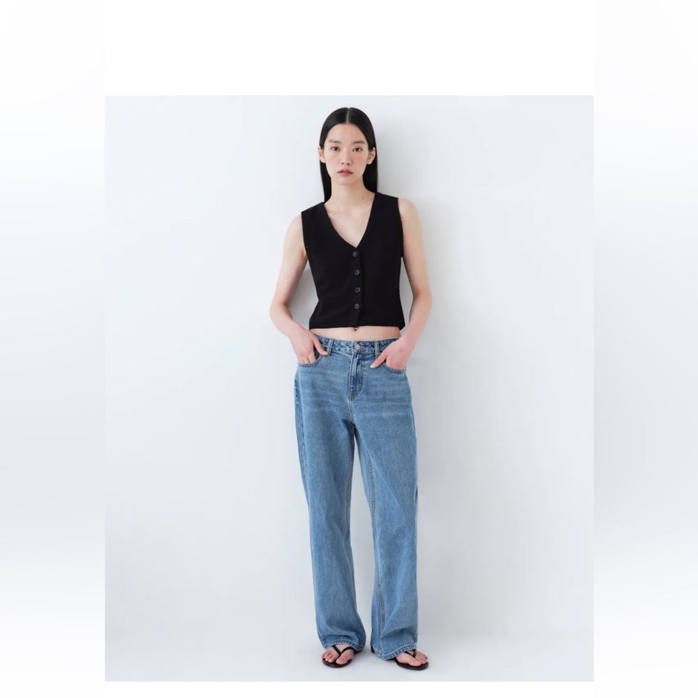 Women's low rise wide denim pants [light indigo]